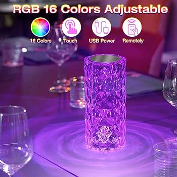 Crystal Lamp 16 Colors Changing Lights with Remote Control - Rechargeable