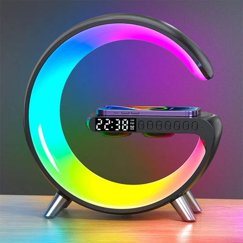 LED Atmosphere LAMP RGB Light Wireless Charger Alarm Clock Desk Lamp