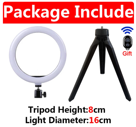 LED Selfie Ring Lighting Photographic Selfie Ring Lamp USB Remote Fill light For YouTube TikTok Video Live Phone Holder & Tripod